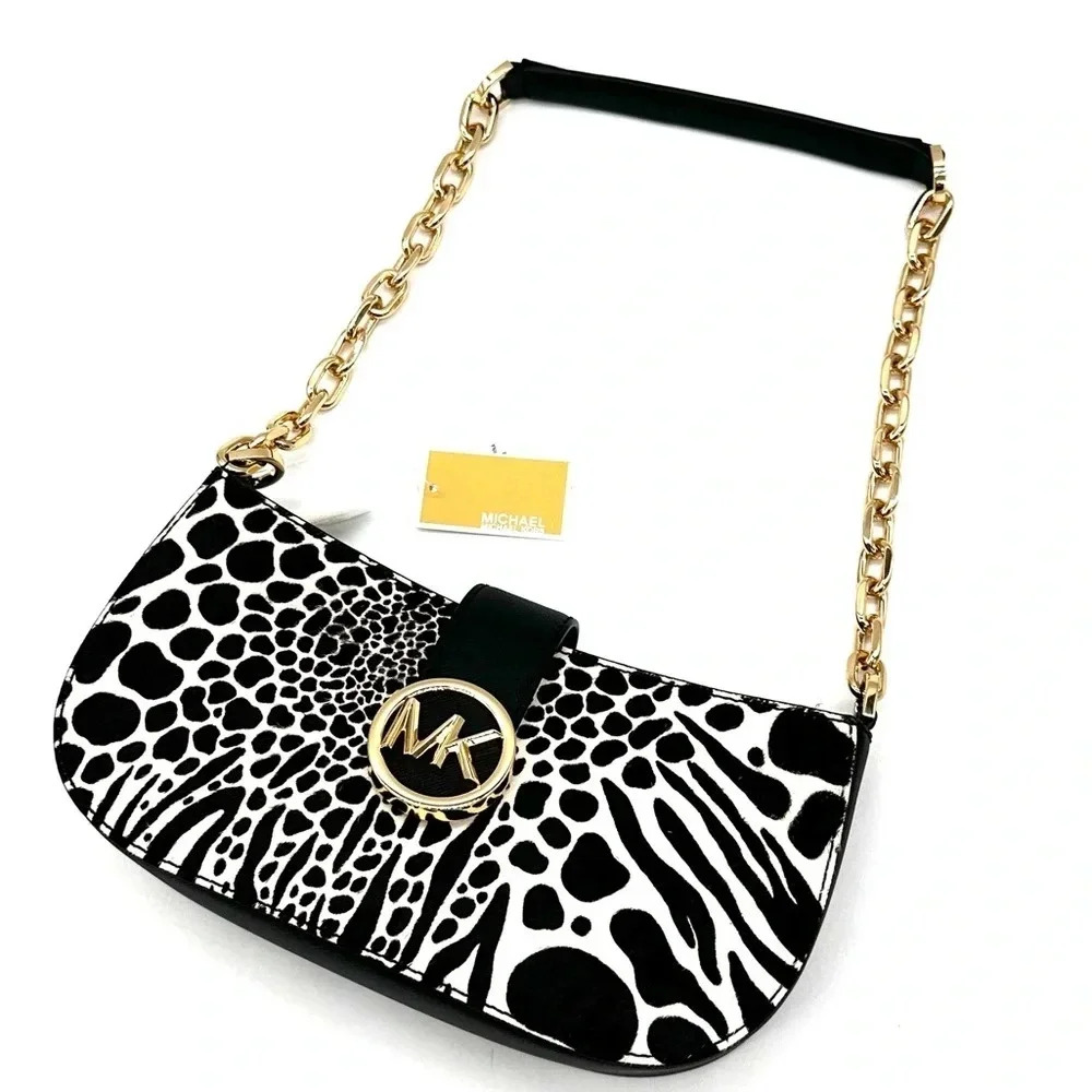 Michael Kors Carmen Small Pouchette Crossbody Bag Black Multi